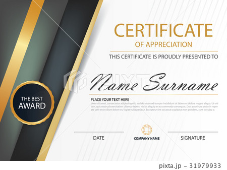 Gold Elegance horizontal certificate with Vector 31979933