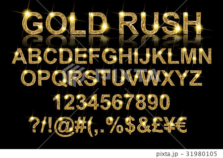 Gold rush. Gold alphabetic fonts 31980105