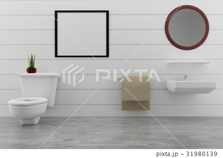 toilet design in white wall and concrete room 31980139