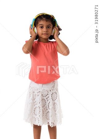Child with headphones.Isolated 31980271