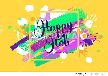 Happy holi on a background of hand prints. Happy holi on a background of hand prints. 31980372