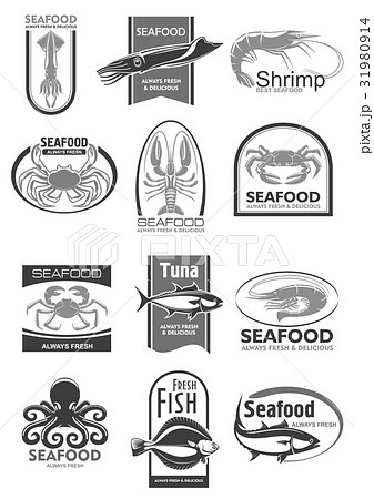 Vector icons for seafood market or fish restaurant Vector icons for seafood market or fish restaurant 31980914