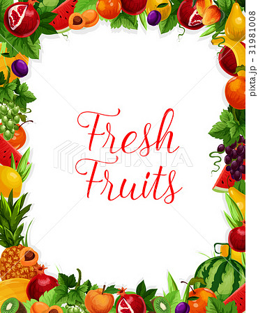 Vector exotic fresh natural fruits frame poster 31981008