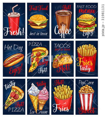 Vector menu cards templates set for fastfood meals Vector menu cards templates set for fastfood meals 31981131
