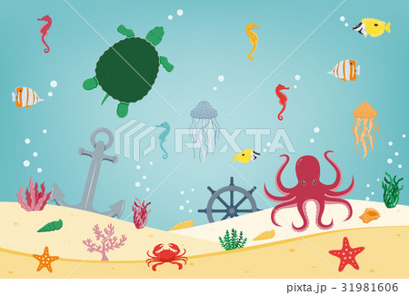 Sea icons and symbols set. Sea animals. Nautical 31981606