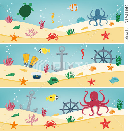 Sea icons and symbols set. Sea animals. Nautical 31981660