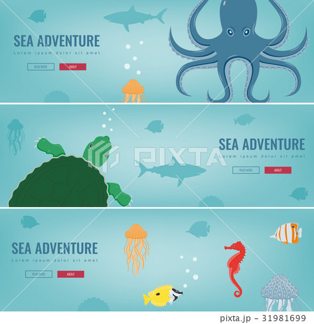 Sea icons and symbols set. Sea animals. Nautical 31981699