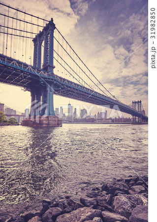Vintage stylized picture of the Manhattan Bridge. Vintage stylized picture of the Manhattan Bridge. 31982850
