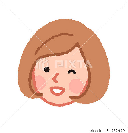 ウインクをする女性の顔のイラスト素材