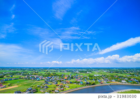 大網白里市　九十九里町の海岸付近を空撮 31983030