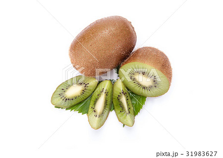 Kiwi fruit isolated on white background, macro Kiwi fruit isolated on white background, macro 31983627
