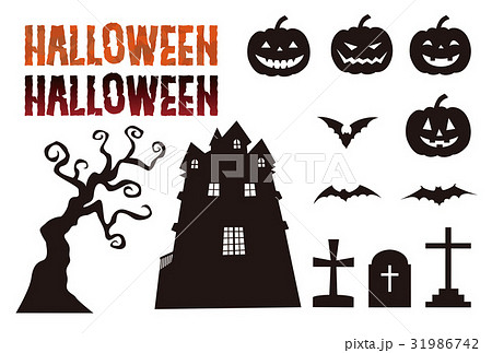 ハロウィン素材 カボチャ、コウモリ、お墓 ハロウィン素材 カボチャ、コウモリ、お墓 31986742