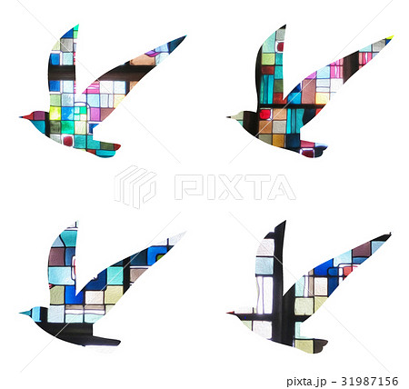 パーツ 鳥 ステンドグラス風1 クリスタルのイラスト素材 31987156 Pixta