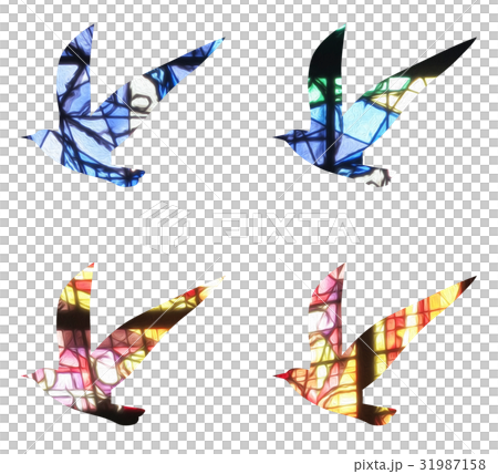 パーツ 鳥 ステンドグラス風3 クリスタルのイラスト素材