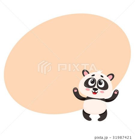 Cute and funny smiling baby panda character 31987421