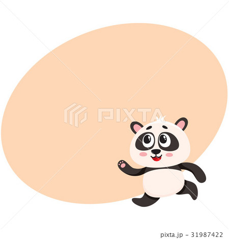 Cute and funny smiling baby panda character 31987422