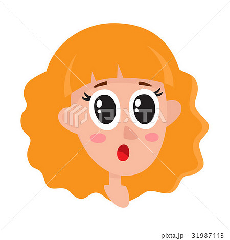 Pretty blonde hair woman, surprised facial 31987443