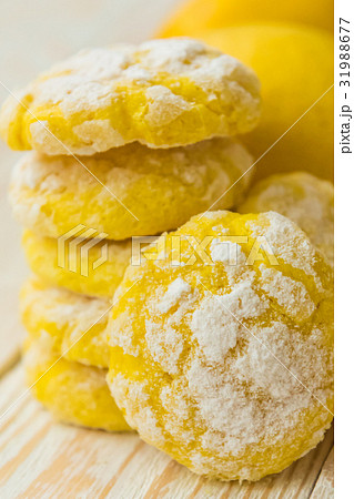 Soft yellow biscuits with citrus juice 31988677