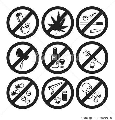 No Drugs icons set, vector illustration. No Drugs icons set, vector illustration. 31989910