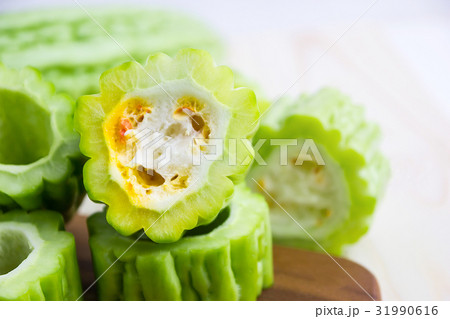 Fresh green bitter cucumber Fresh green bitter cucumber 31990616