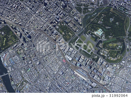 数寄屋橋上空広域／真俯瞰シリーズ・モザイク合成加工 31992064