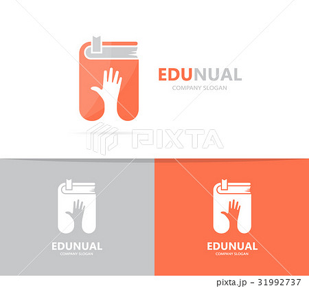 hand and book logo combination. Arm and library 31992737