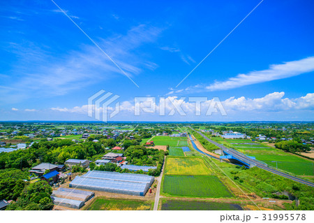大網白里市　九十九里町の九十九里有料道路付近を空撮 31995578