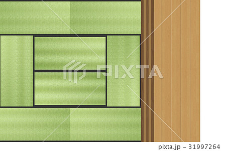 和室と敷居と縁側 真俯瞰 のイラスト素材