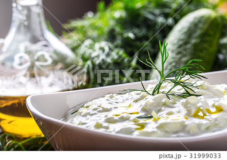 Tzatziki. Traditional greek dip sauce or dressing. 31999033