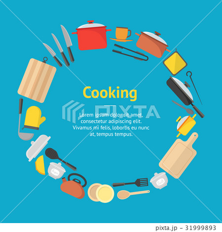 Cartoon Cookware Banner Card. Vector 31999893