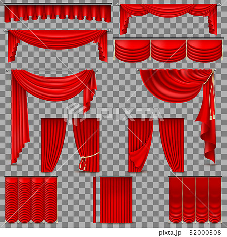 Luxury set of red velvet silk curtains. EPS 10 Luxury set of red velvet silk curtains. EPS 10 32000308