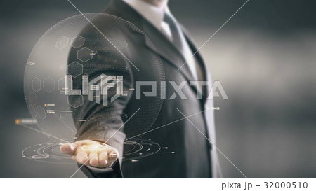 Li-Fi with hologram businessman concept Li-Fi with hologram businessman concept 32000510