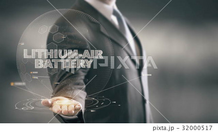 Lithium-Air Battery with hologram businessman Lithium-Air Battery with hologram businessman 32000517