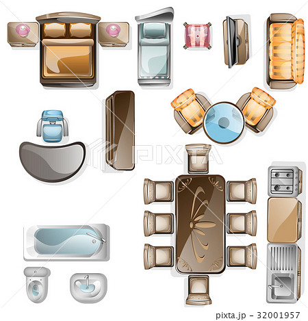 Set of interior top view. Set of interior top view. 32001957