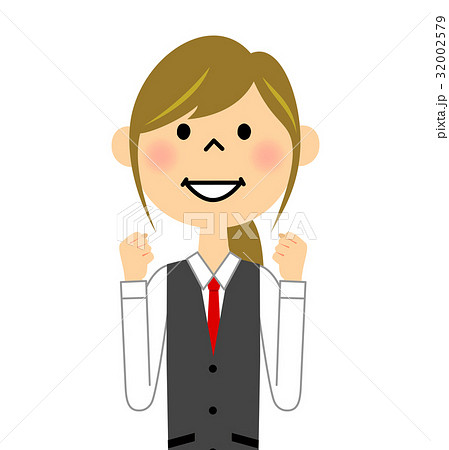 制服姿の女性　ガッツポーズ 32002579