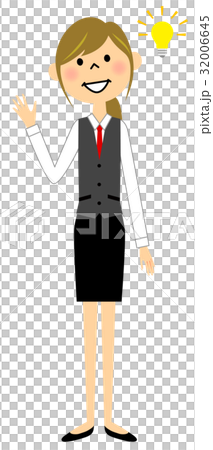 制服姿の女性 ひらめく 制服姿の女性 ひらめく 32006645