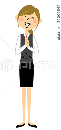 制服姿の女性　喜ぶ 32006646