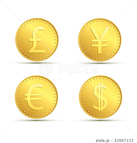 Set icons of gold coins. 32007152