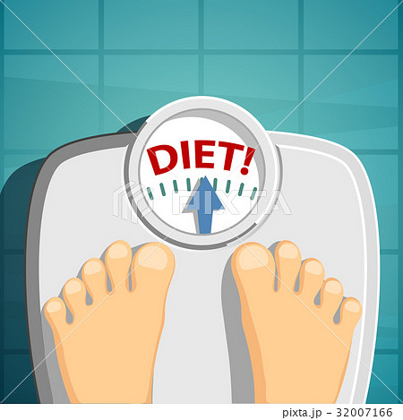 Human weighed on the scales. 32007166