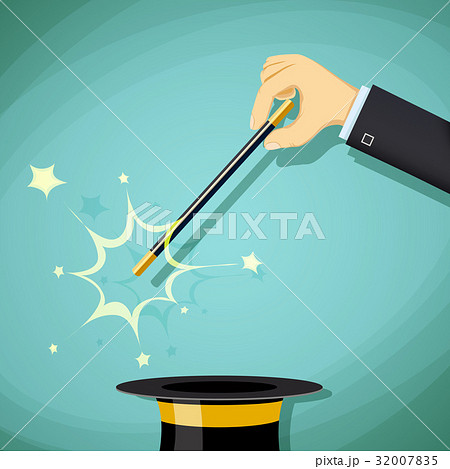 イラスト素材: Magic wand and hat. Focus and