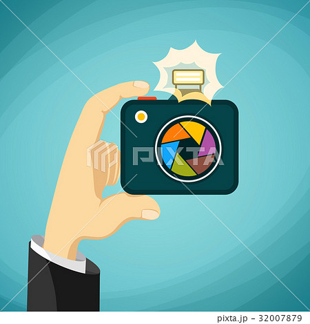 Man holds a camera in his hands. Paparazzi. Man holds a camera in his hands. Paparazzi. 32007879