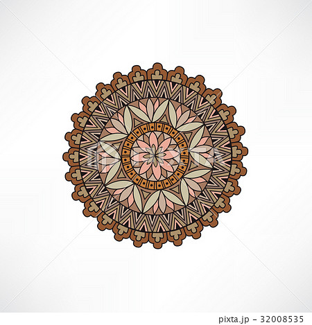 Oriental floral decor element. Geometric ornament. 32008535