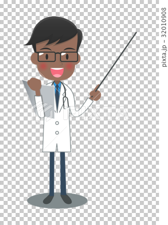 White coat doctor who has a file and explained with a command stick 32010908