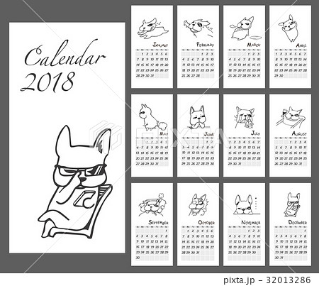 Calendar Planner Template. 2018. Dog charector. Calendar Planner Template. 2018. Dog charector. 32013286