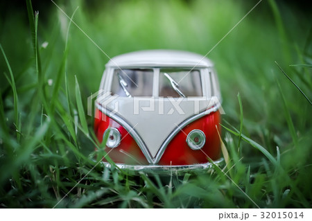 Van Classic toy vehicles on green background. Van Classic toy vehicles on green background. 32015014