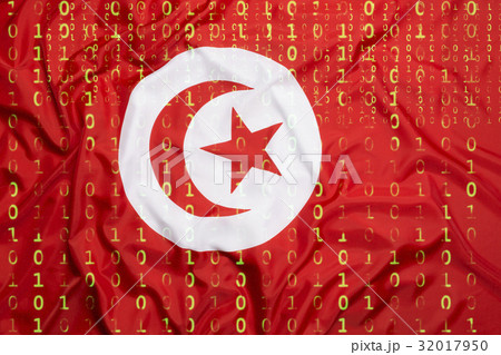 Binary code with Tunisia flag, data protection     32017950