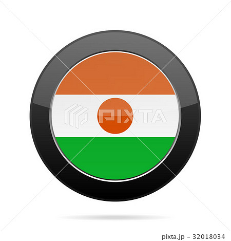 Flag of Niger. Shiny black round button.