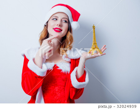 Santa Clous girl with Eiffel tower gift 32024939
