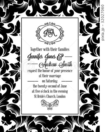 Damask pattern design for wedding invitation 32027060