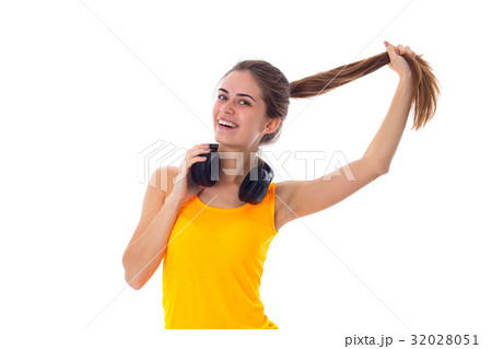 Young woman in headphones  32028051